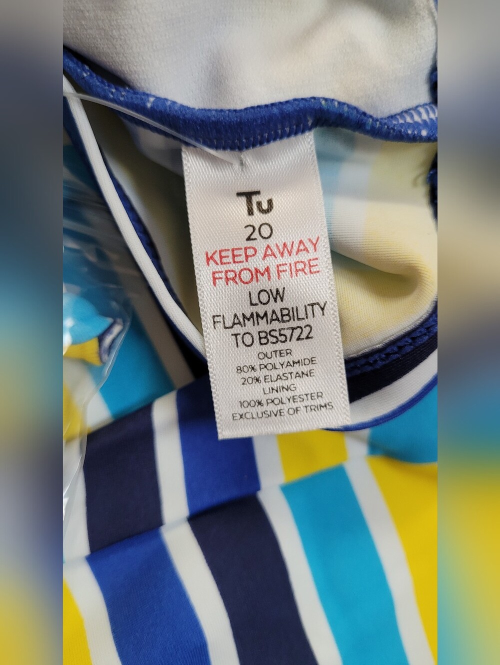 NWT | Tu by Sainsbury's Blue Yellow & White Striped Tankini Set - Picture 6 of 16